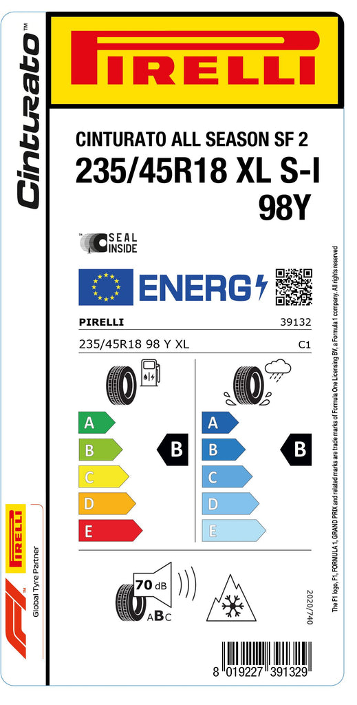 1x Pirelli CINTURATO ALL SEASON SF 2 M+S 3PMSF XL SI 235/45 R 18 PKW-GANZJAHRESREIFEN