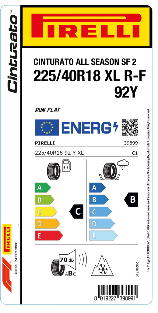 1x Pirelli CINTURATO ALL SEASON SF 2 M+S 3PMSF XL RF 225/40 R 18 PKW-GANZJAHRESREIFEN