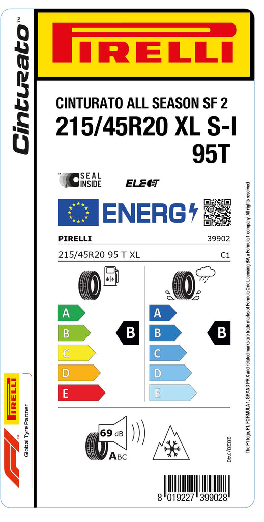 1x Pirelli CINTURATO ALL SEASON SF 2 M+S 3PMSF XL SI 215/45 R 20 PKW-GANZJAHRESREIFEN