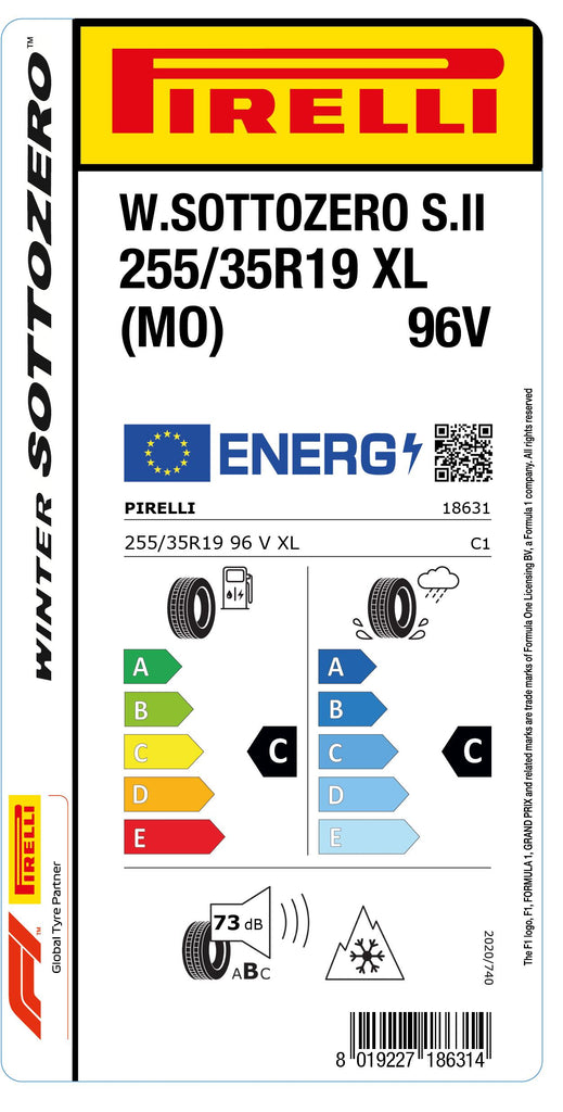 1x Pirelli WINTER 240 SOTTOZERO SERIES II M+S 3PMSF XL (MO) 255/35 R 19 CAR WINTER TIRE