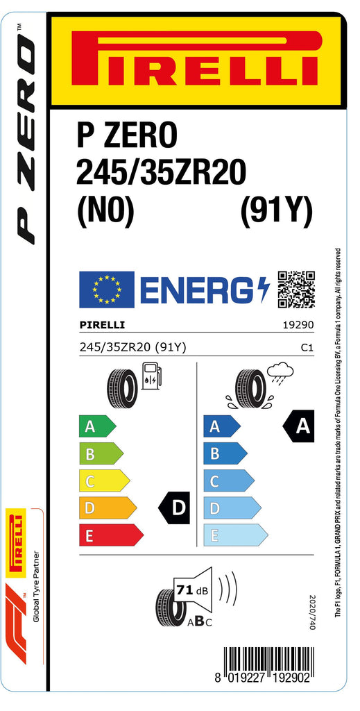 1x Pirelli PZERO (N0) 245/35 ZR 20 CAR SUMMER TIRE