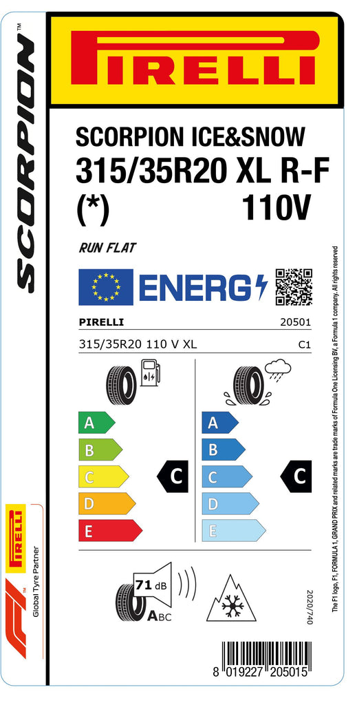 1x Pirelli SCORPION ICE & SNOW M+S 3PMSF XL RB RF (*) 315/35 R 20 SUV- &4x4-WINTERREIFEN