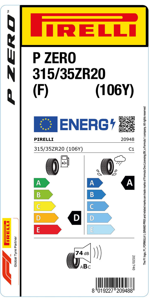 1x Pirelli PZERO (F) 315/35 ZR 20 PKW-SOMMERREIFEN