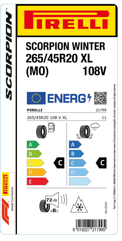 1x Pirelli SCORPION WINTER M+S 3PMSF XL RB (MO) 265/45 R 20 SUV- &4x4-WINTERREIFEN