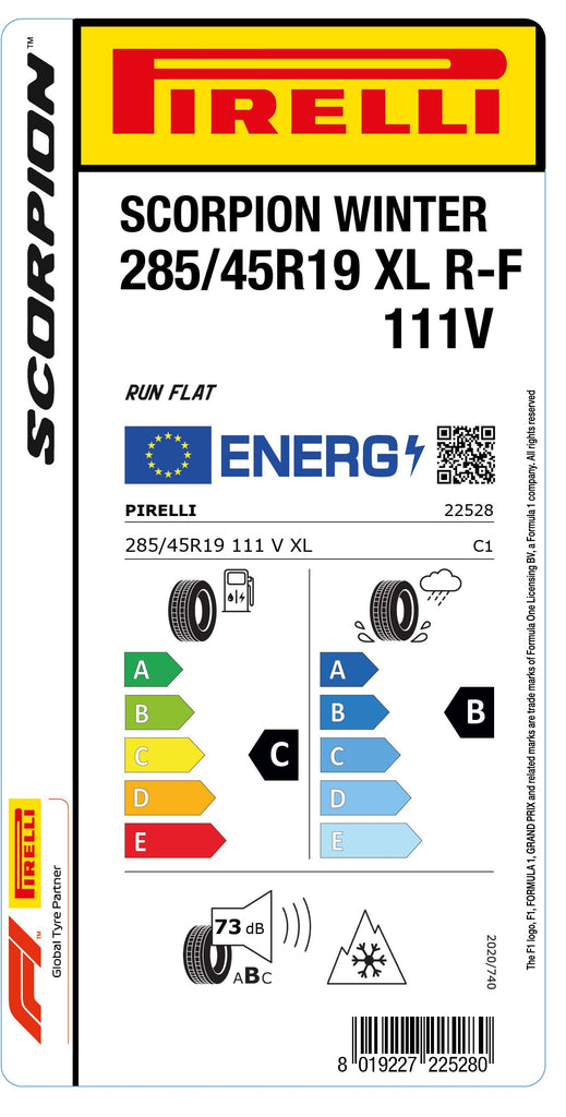 1x Pirelli SCORPION WINTER M+S 3PMSF XL RB RF 285/45 R 19 SUV- &4x4-WINTERREIFEN