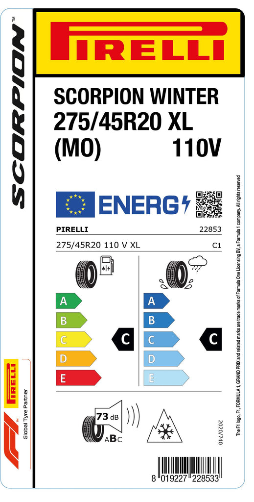 1x Pirelli SCORPION WINTER M+S 3PMSF XL (MO) 275/45 R 20 SUV &amp; 4x4 WINTER TIRE