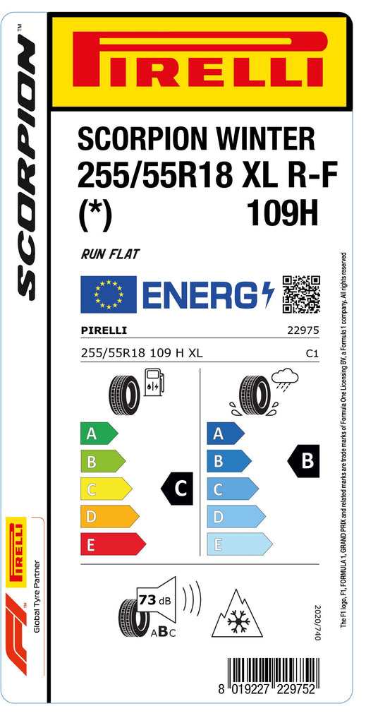 1x Pirelli SCORPION WINTER M+S 3PMSF XL RF (*) 255/55 R 18 SUV- &4x4-WINTERREIFEN