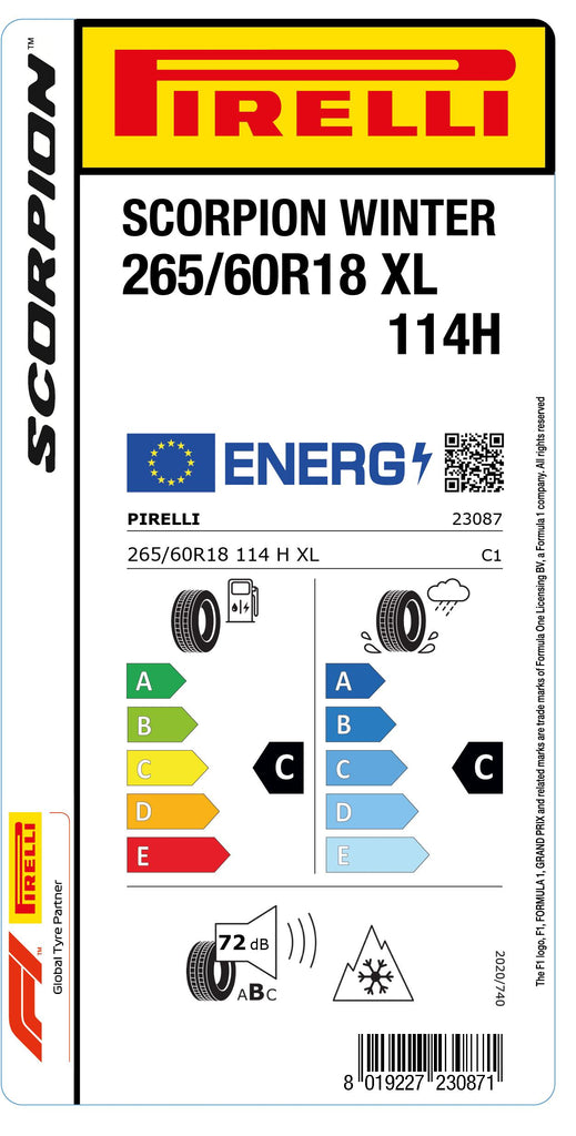 1x Pirelli SCORPION WINTER M+S 3PMSF XL 265/60 R 18 SUV- &4x4-WINTERREIFEN