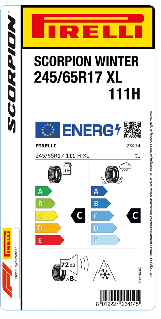 1x Pirelli SCORPION WINTER M+S 3PMSF XL RB 245/65 R 17 SUV- &4x4-WINTERREIFEN