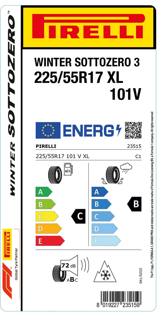 1x Pirelli WINTER SOTTOZERO 3 M+S 3PMSF XL 225/55 R 17 PKW-WINTERREIFEN