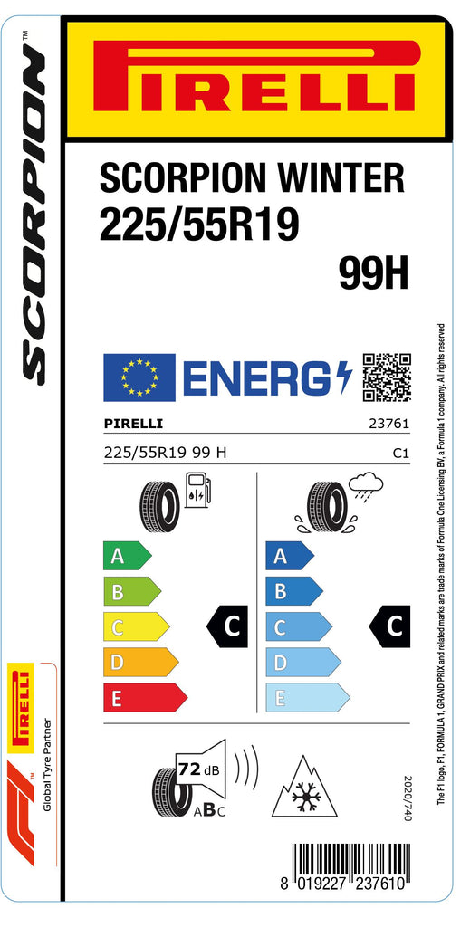 1x Pirelli SCORPION WINTER M+S 3PMSF 225/55 R 19 SUV- &4x4-WINTERREIFEN