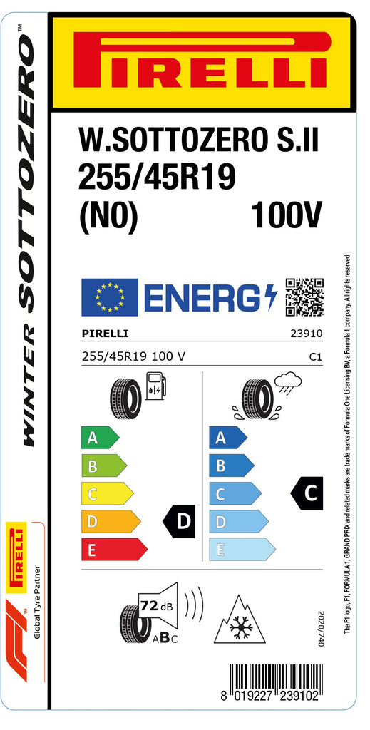 1x Pirelli WINTER 240 SOTTOZERO SERIES II M+S 3PMSF (N0) 255/45 R 19 CAR WINTER TIRE