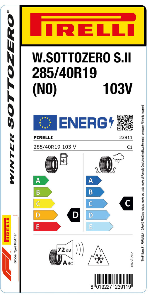 1x Pirelli WINTER 240 SOTTOZERO SERIE II M+S 3PMSF (N0) 285/40 R 19 PKW-WINTERREIFEN