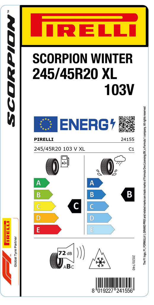 1x Pirelli SCORPION WINTER M+S 3PMSF XL RB 245/45 R 20 SUV- &4x4-WINTERREIFEN