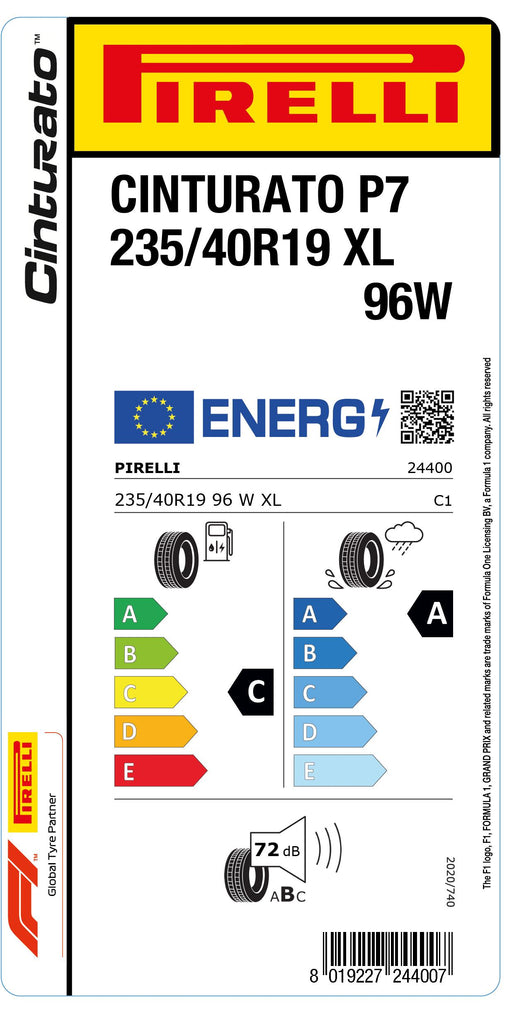 1x Pirelli CINTURATO P7 XL 235/40 R 19 PKW-SOMMERREIFEN
