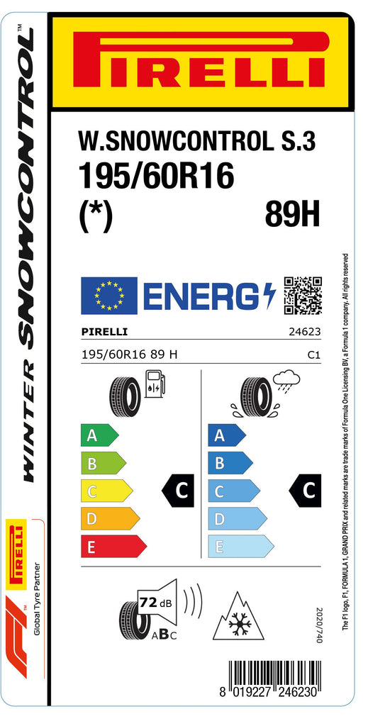 1x Pirelli WINTER 210 SNOWCONTROL SERIE 3 M+S 3PMSF (*) 195/60 R 16 PKW-WINTERREIFEN