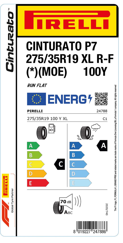 1x Pirelli CINTURATO P7 XL RF (*)(MOE) 275/35 R 19 PKW-SOMMERREIFEN