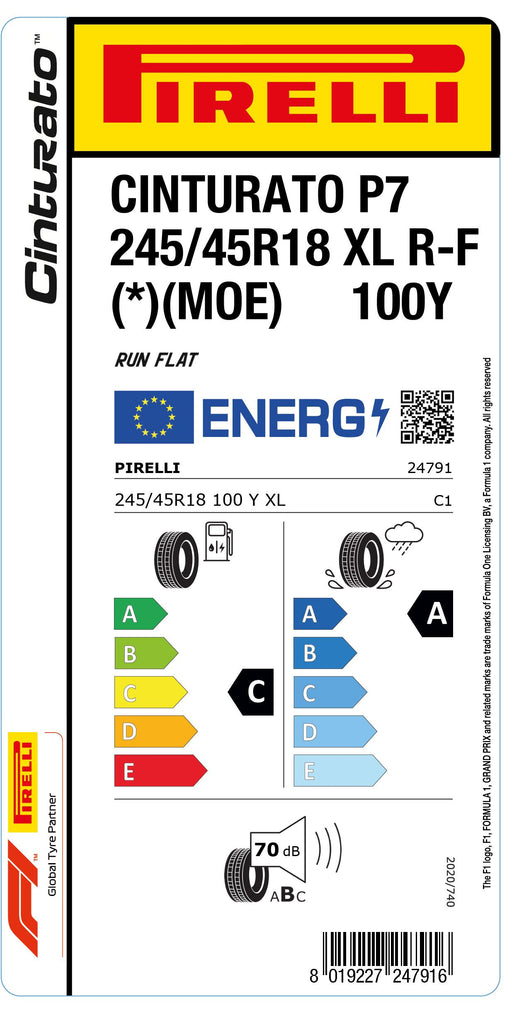 1x Pirelli CINTURATO P7 XL RF (*)(MOE) 245/45 R 18 PKW-SOMMERREIFEN