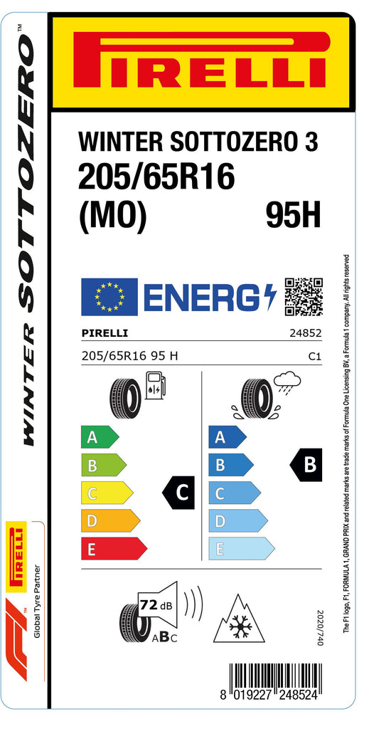 1x Pirelli WINTER SOTTOZERO 3 M+S 3PMSF (MO) 205/65 R 16 PKW-WINTERREIFEN