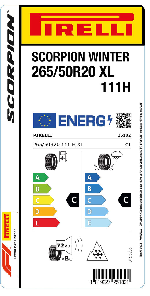 1x Pirelli SCORPION WINTER M+S 3PMSF XL 265/50 R 20 SUV- &4x4-WINTERREIFEN