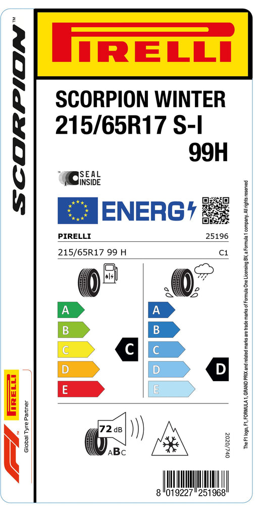 1x Pirelli SCORPION WINTER M+S 3PMSF SI 215/65 R 17 SUV- &4x4-WINTERREIFEN