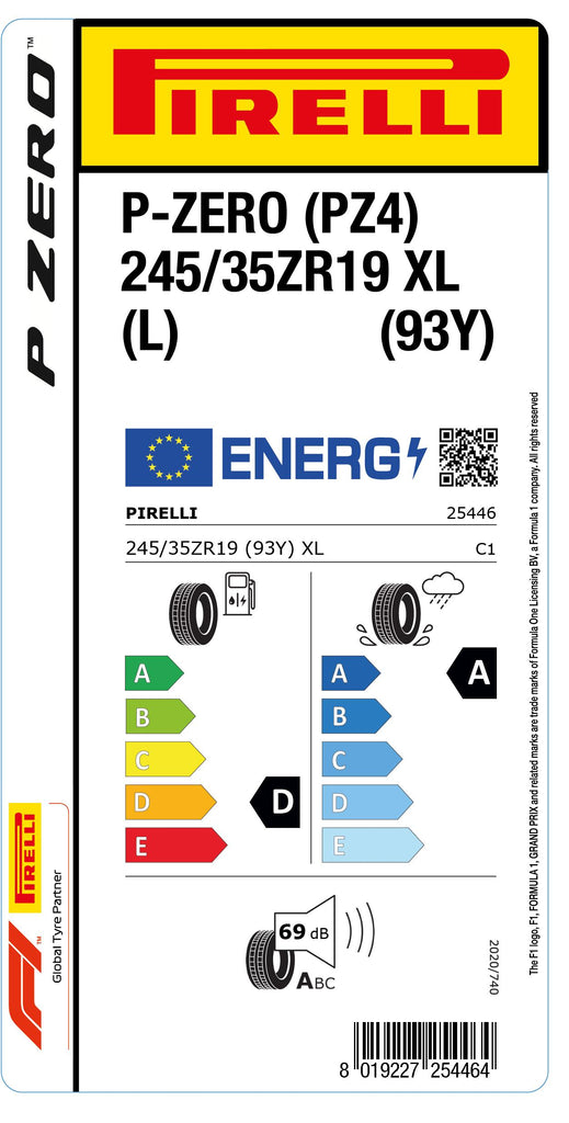 1x Pirelli P-ZERO (PZ4) Sports Car XL (L) 245/35 ZR 19 PKW-SOMMERREIFEN