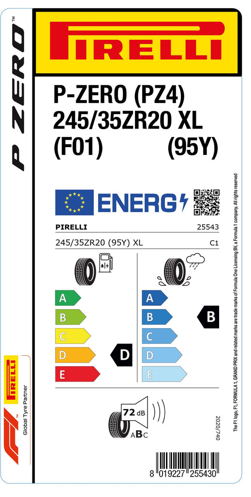 1x Pirelli P-ZERO (PZ4) Sports Car XL (F01) 245/35 ZR 20 PKW-SOMMERREIFEN