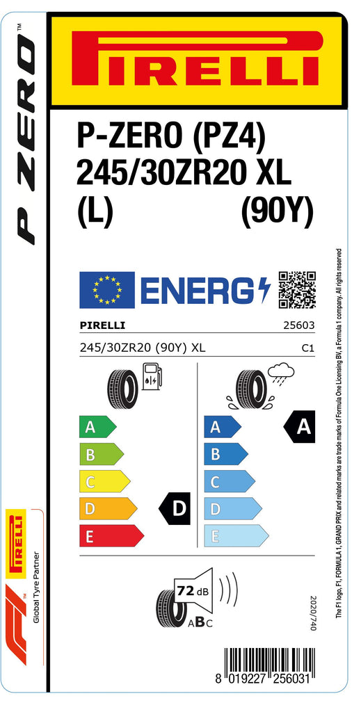 1x Pirelli P-ZERO (PZ4) Sports Car XL (L) 245/30 ZR 20 PKW-SOMMERREIFEN