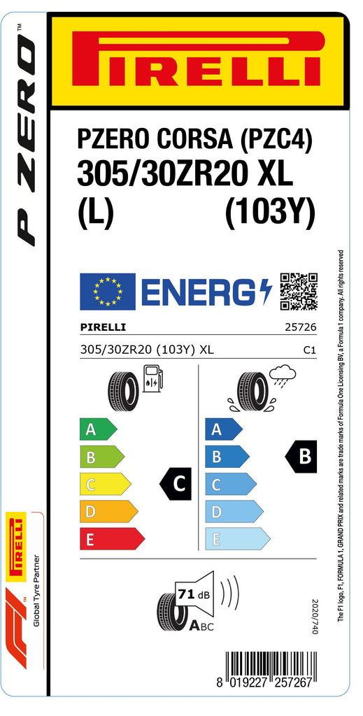 1x Pirelli PZERO CORSA (PZC4) XL (L) 305/30 ZR 20 PKW-SOMMERREIFEN