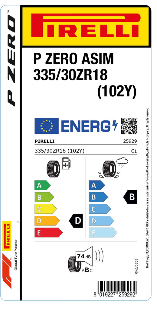 1x Pirelli PZERO ASIMMETRICO  335/30 ZR 18 PKW-SOMMERREIFEN