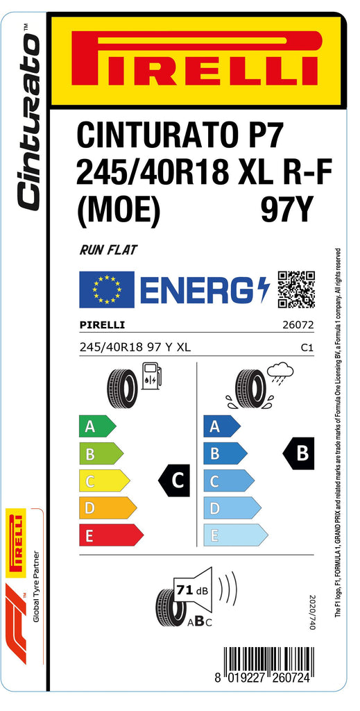 1x Pirelli CINTURATO P7 XL RF (MOE) 245/40 R 18 PKW-SOMMERREIFEN