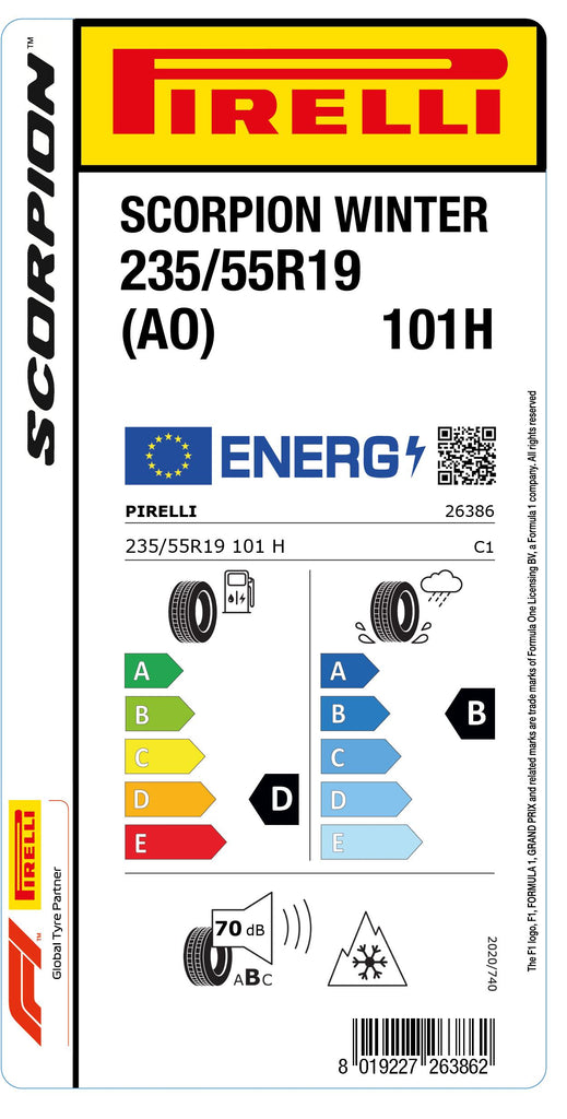 1x Pirelli SCORPION WINTER M+S 3PMSF (AO) 235/55 R 19 SUV- &4x4-WINTERREIFEN