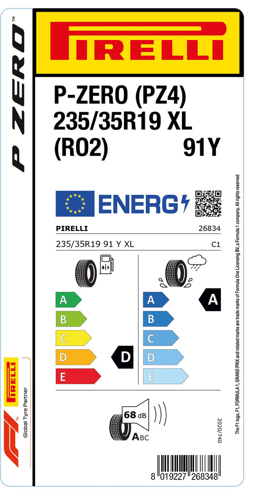 1x Pirelli P-ZERO (PZ4) Sports Car XL (RO2) 235/35 R 19 PKW-SOMMERREIFEN