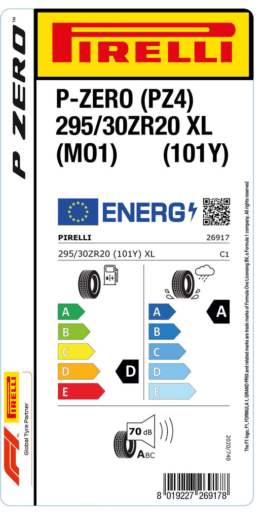 1x Pirelli P-ZERO (PZ4) Luxury Saloon XL (MO1) 295/30 ZR 20 PKW-SOMMERREIFEN