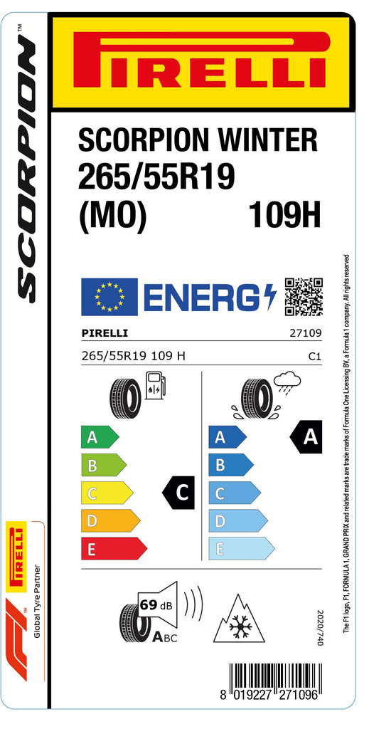 1x Pirelli SCORPION WINTER M+S 3PMSF (MO) 265/55 R 19 SUV- &4x4-WINTERREIFEN