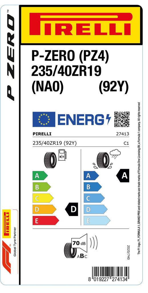 1x Pirelli P-ZERO (PZ4) Sports Car (NA0) 235/40 ZR 19 PKW-SOMMERREIFEN