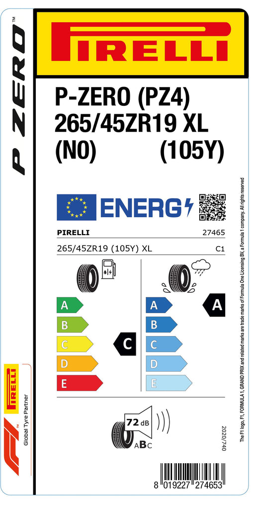 1x Pirelli P-ZERO (PZ4) Sports Car XL (N0) 265/45 ZR 19 PKW-SOMMERREIFEN