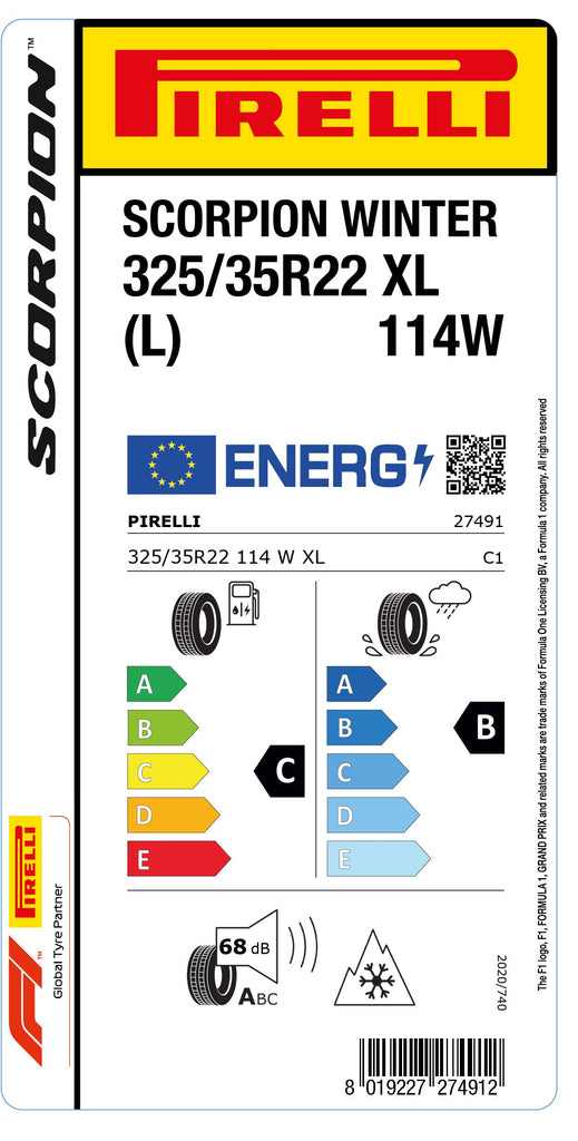 1x Pirelli SCORPION WINTER M+S 3PMSF XL (L) 325/35 R 22 SUV- &4x4-WINTERREIFEN