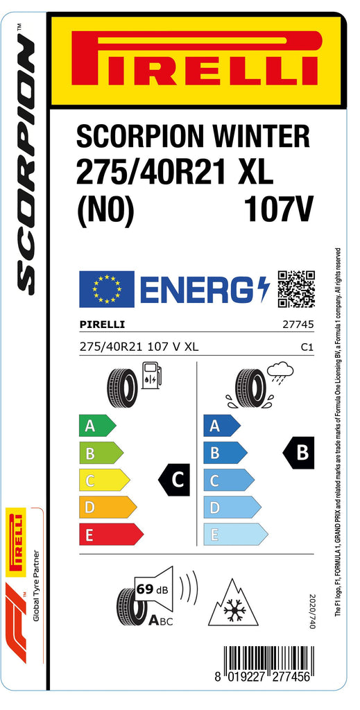 1x Pirelli SCORPION WINTER M+S 3PMSF XL (N0) 275/40 R 21 SUV- &4x4-WINTERREIFEN