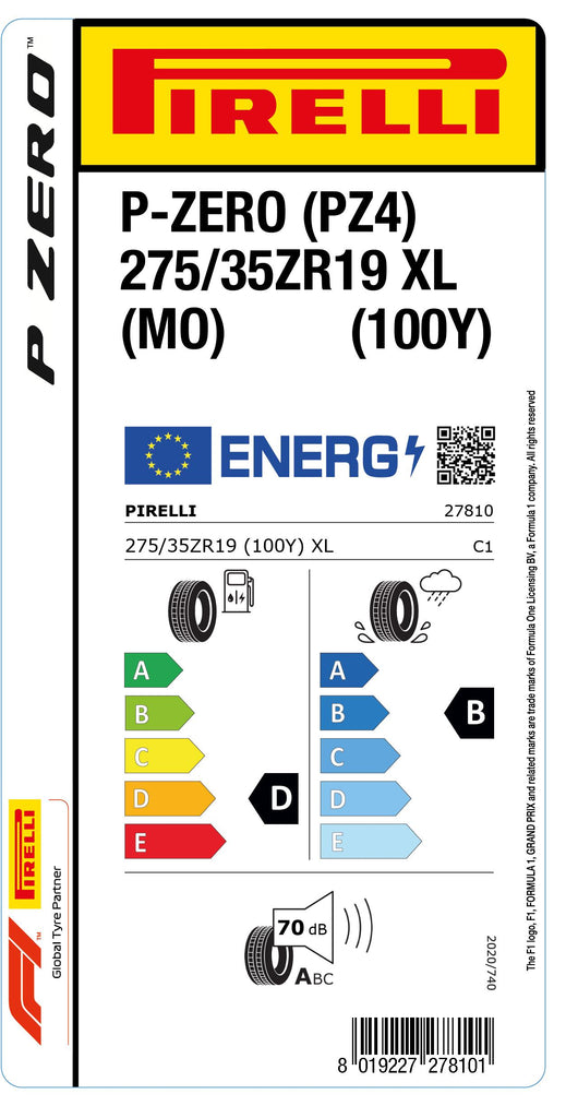 1x Pirelli P-ZERO (PZ4) Sports Car XL (MO) 275/35 ZR 19 PKW-SOMMERREIFEN