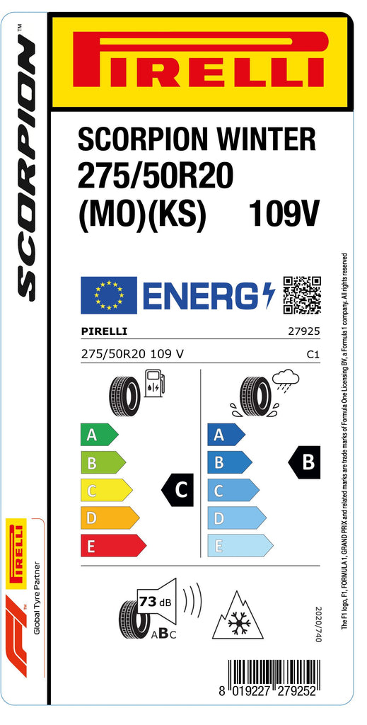 1x Pirelli SCORPION WINTER M+S 3PMSF (MO)(KS) 275/50 R 20 SUV- &4x4-WINTERREIFEN