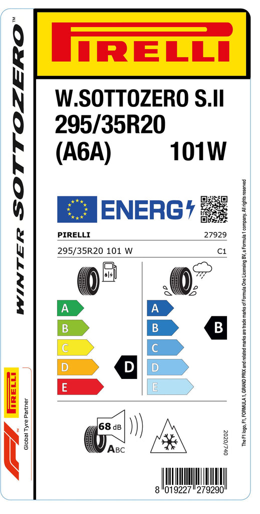 1x Pirelli WINTER 270 SOTTOZERO SERIES II M+S 3PMSF (A6A) 295/35 R 20 CAR WINTER TIRE