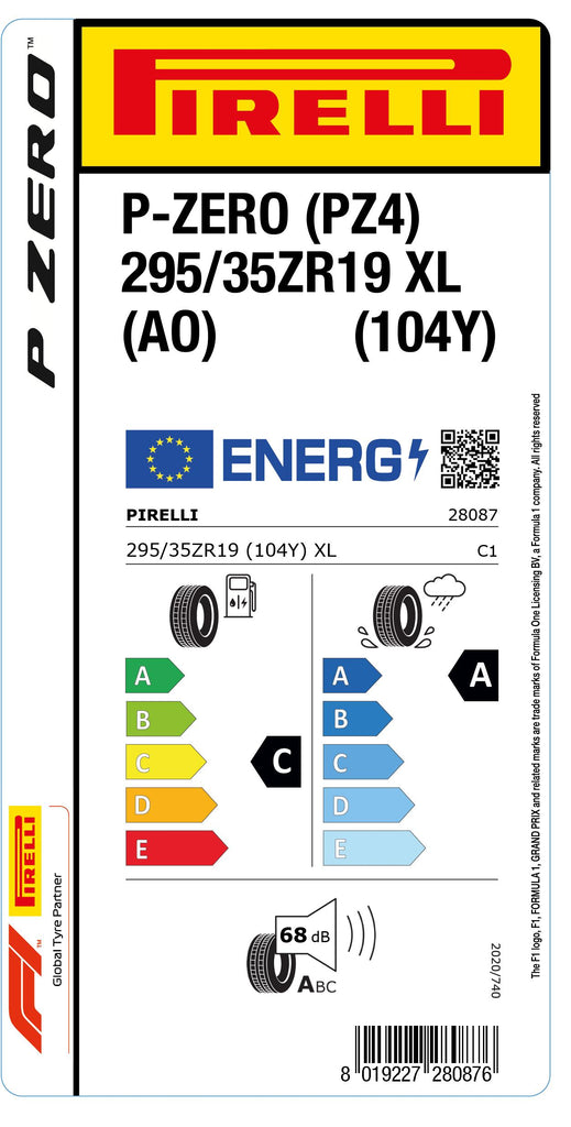 1x Pirelli P-ZERO (PZ4) Sports Car XL (AO) 295/35 ZR 19 PKW-SOMMERREIFEN