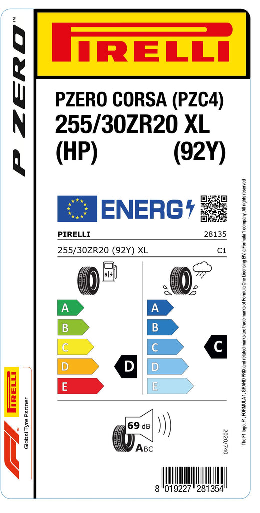 1x Pirelli PZERO CORSA (PZC4) XL (HP) 255/30 ZR 20 PKW-SOMMERREIFEN