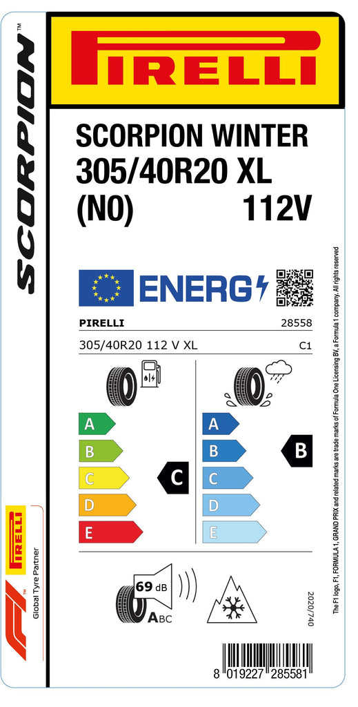 1x Pirelli SCORPION WINTER M+S 3PMSF XL (N0) 305/40 R 20 SUV- &4x4-WINTERREIFEN