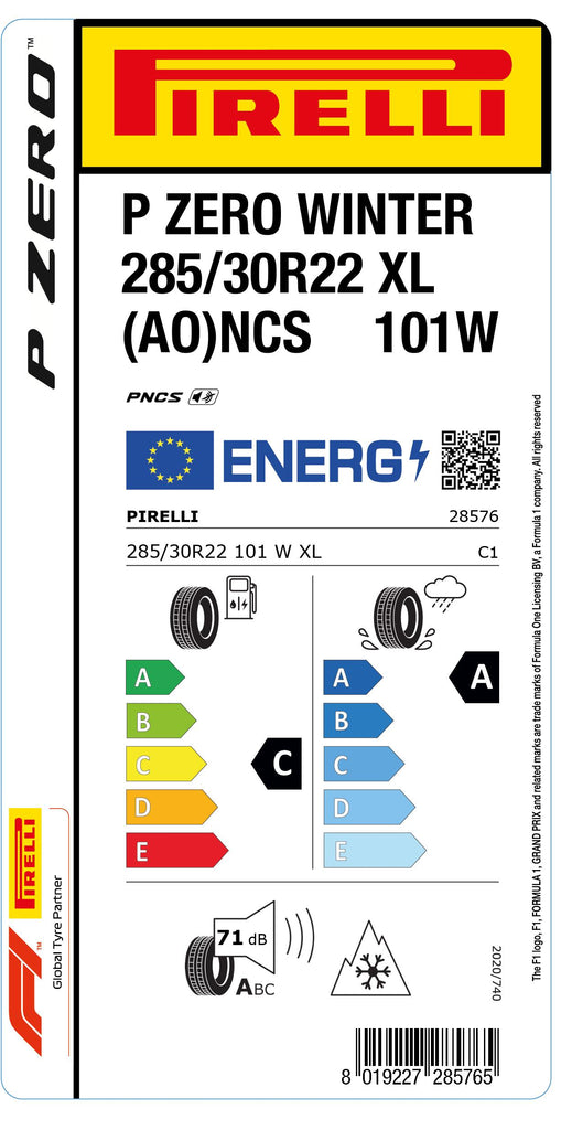 1x Pirelli PZERO WINTER M+S 3PMSF XL (AO) PNCS 285/30 R 22 PKW-WINTERREIFEN