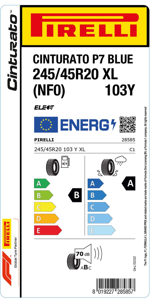 1x Pirelli CINTURATO P7 BLUE XL (NF0) 245/45 R 20 PKW-SOMMERREIFEN
