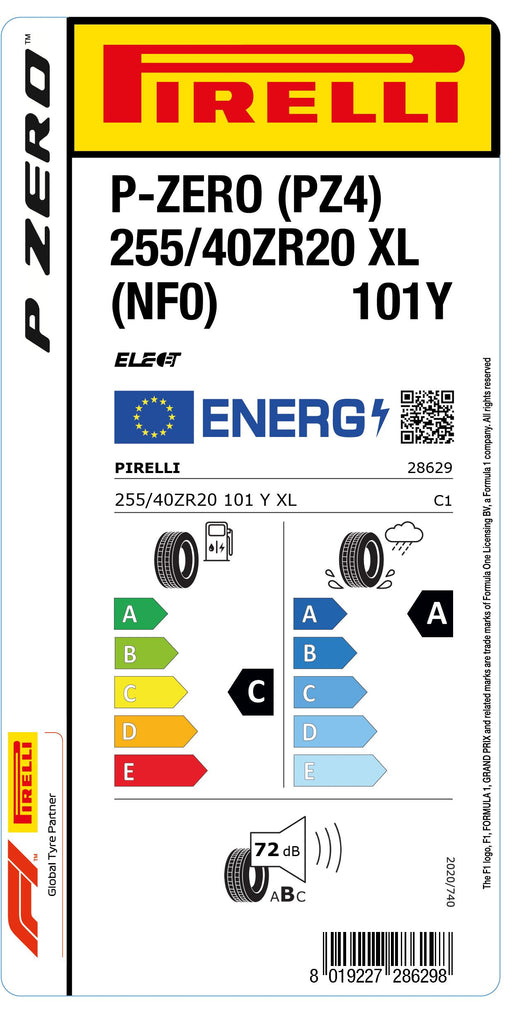 1x Pirelli P-ZERO (PZ4) Sports Car XL (NF0) 255/40 ZR 20 PKW-SOMMERREIFEN