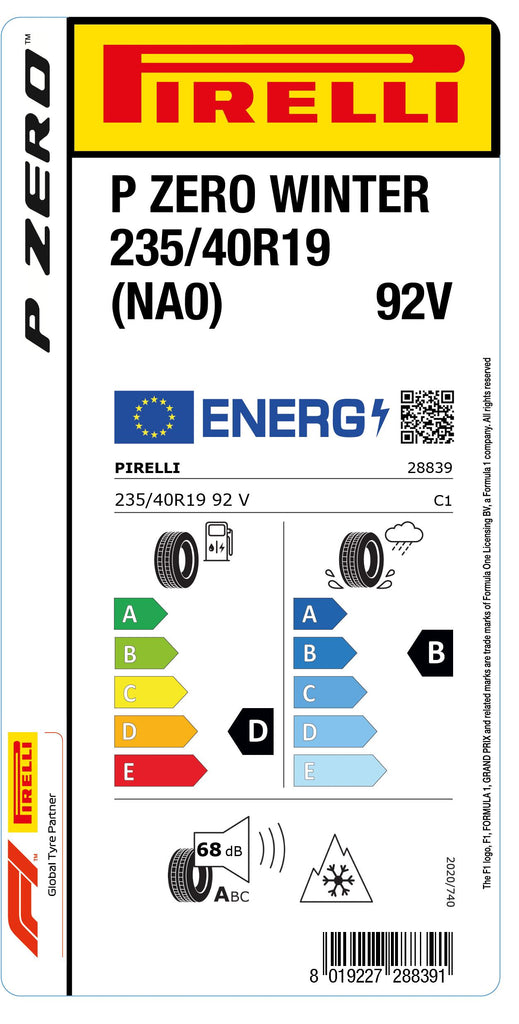 1x Pirelli PZERO WINTER M+S 3PMSF (NA0) 235/40 R 19 PKW-WINTERREIFEN