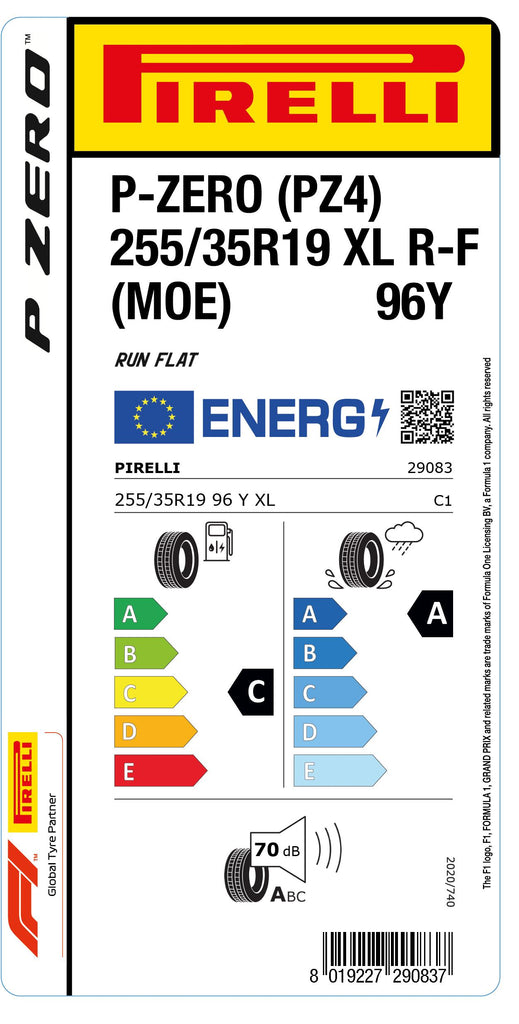 1x Pirelli P-ZERO (PZ4) Luxury Saloon XL RF (MOE) 255/35 R 19 PKW-SOMMERREIFEN